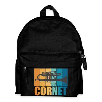 Cornet Vintage Musician Instrument Gift - Kids' Backpack - black - Front