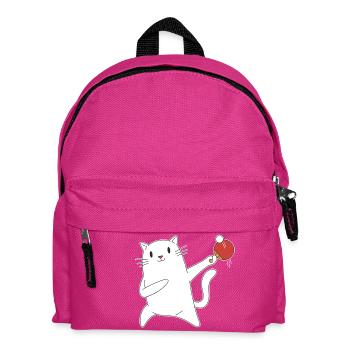 Table Tennis Katze Pingpong Outfit Cat Tischtennis - Kinder Rucksack - Fuchsia - Vorne