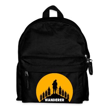 Wanderung Wandern Spruch Wanderer Berggipfel - Kinder Rucksack - Schwarz - Vorne