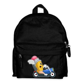 Bleistift Motorrad - Kinder Rucksack - Schwarz - Vorne