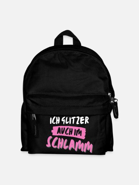 muddy run glitzer im schlamm Team Frauenlauf mud - Kinder Rucksack - Schwarz