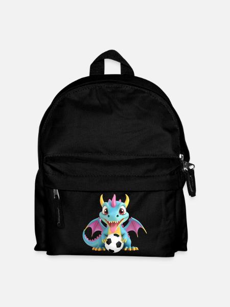 Drachen Monster mit Fussball - Kinder Rucksack - Schwarz