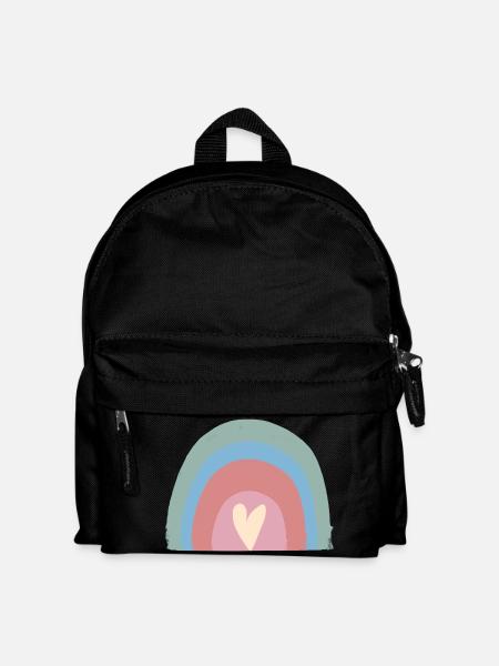 Pastel Rain Heart Rainbow - Kids' Backpack - black