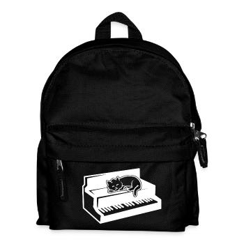 Pianist Klavier und Katze - Kinder Rucksack - Schwarz - Vorne