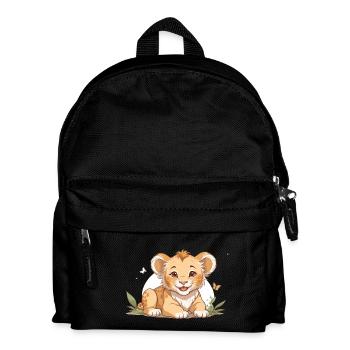 Lion cub with butterflies - Kids' Backpack - black - Front