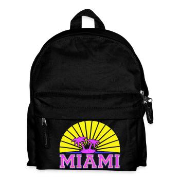 Miami USA Palmen Strand Sonne Amerika Florida Logo - Kinder Rucksack - Schwarz - Vorne