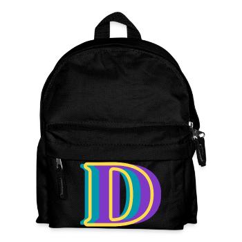 Mehrfarbiger Buchstabe d – originelle Geschenkidee - Kinder Rucksack - Schwarz - Vorne