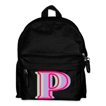 Mehrfarbiger Buchstabe p - Kinder Rucksack - Schwarz - Vorne