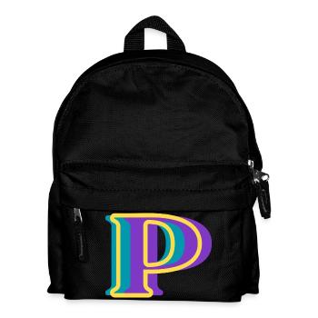 Mehrfarbiger Buchstabe p - Kinder Rucksack - Schwarz - Vorne