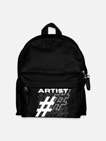 Artist Hashtag Typography - Kids' Backpack - black
