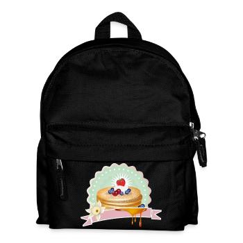 Pancakes Motiv mit Sahne, Beeren und Verzierung - Kinder Rucksack - Schwarz - Vorne
