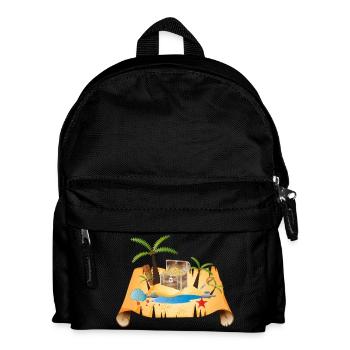 Carte au trésor aventureuse avec coffre en or - Sac à dos Enfant - noir - Devant
