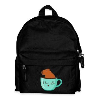 Capybara, assis dans une tasse, café, amour - Sac à dos Enfant - noir - Devant