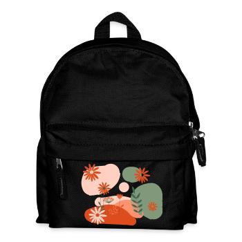 floral illustrations, plants, terracotta, eco - Kids' Backpack - black - Front