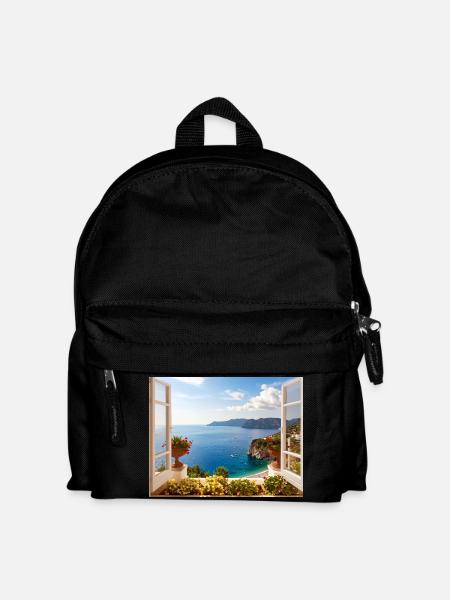 Panoramablick auf die Mittelmeerküste - Kinder Rucksack - Schwarz