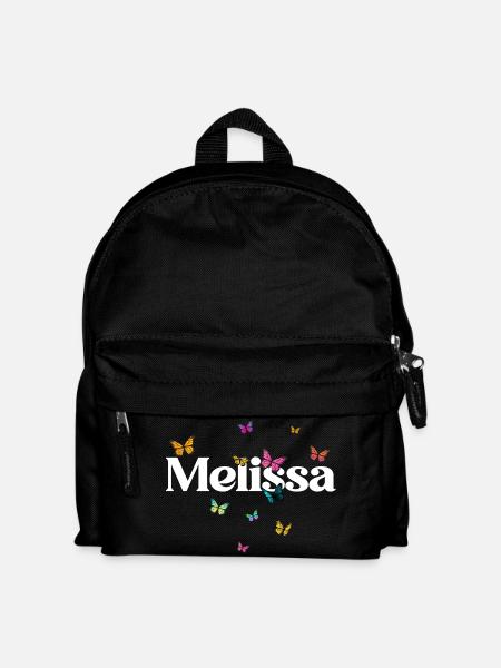 Beau prénom de fille MELISSA avec des papillons - Sac à dos Enfant - noir