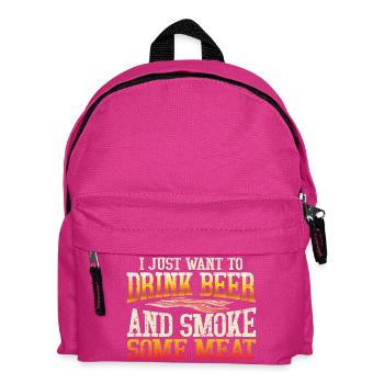 Humoristisches Bier- und Fleisch-Motiv - Kinder Rucksack - Fuchsia - Vorne