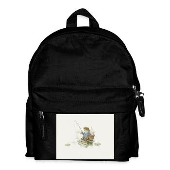 Charmanter Froschfischer Illustration - Kinder Rucksack - Schwarz - Vorne