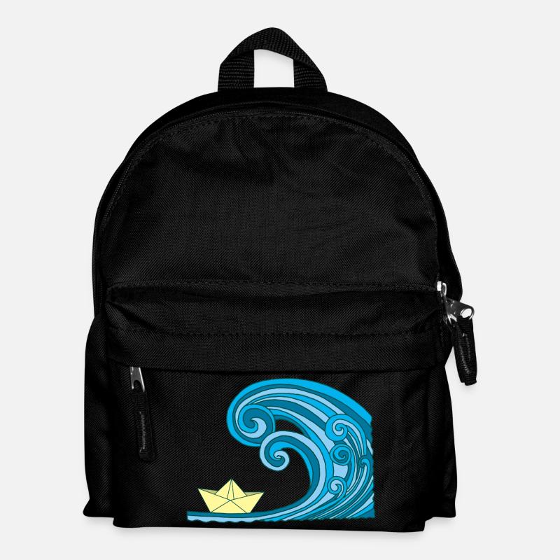 Paper Boat & Ocean - Kinder Rucksack - Schwarz
