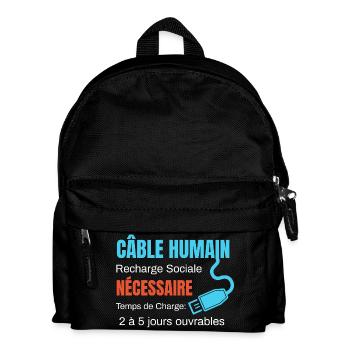 Human Cable Social Recharge humor - Kids' Backpack - black - Front