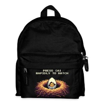 Press A to hatch | Gamer Chicken Joke - Kids' Backpack - black - Front