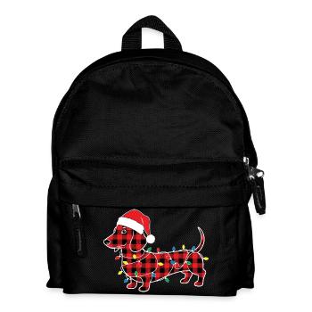 Chien Teckel Noël Plaid Rouge Carreaux - Sac à dos Enfant - noir - Devant
