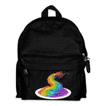 Regenbogen Spaghetti Illustration  - Kinder Rucksack - Schwarz - Vorne