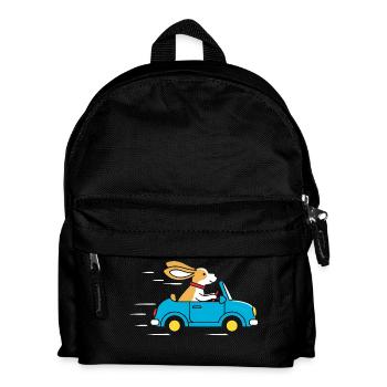 Rabbit in a Blue Convertible Adventure - Kids' Backpack - black - Front
