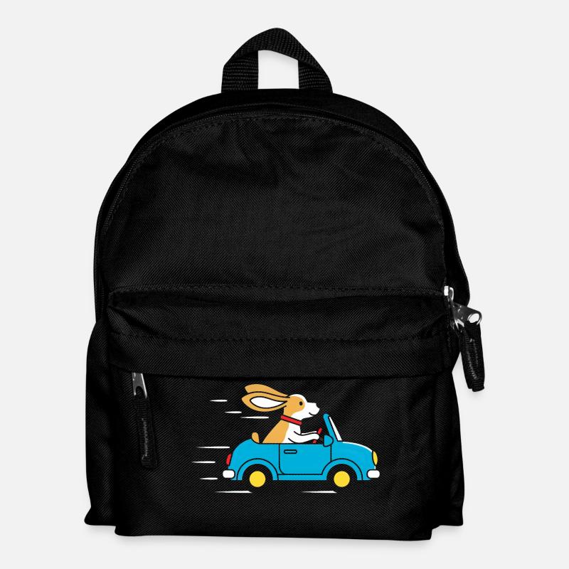 Aventure du Lapin dans une décapotable bleue - Sac à dos Enfant - noir