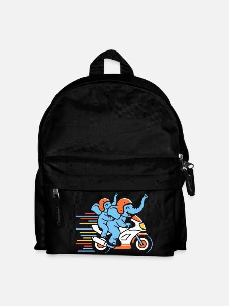Elefanten Rennduo auf Motorrad - Kinder Rucksack - Schwarz