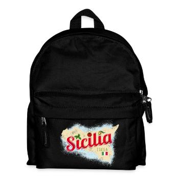 Sizilien Italien Vintage Insel Souvenir mit Fahne - Kinder Rucksack - Schwarz - Vorne