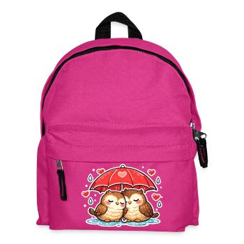 Küssende Eulen unter Regenschirm - Kinder Rucksack - Fuchsia - Vorne