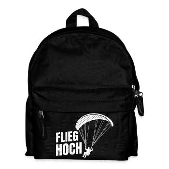 Gleitschirmflieger FLIEG HOCH LUSTIGES - Kinder Rucksack - Schwarz - Vorne