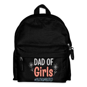 Dad of Girls Outnumbered Papa Shirt - Kids' Backpack - black - Front