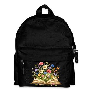 Illustration de livres Wildflower - Art de livre floral - Sac à dos Enfant - noir - Devant