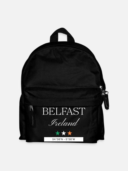 Belfast Irland Souvenir – Reise Koordinaten - Kinder Rucksack - Schwarz