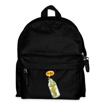 Seahorse trapped in plastic bottle asking for help - Kids' Backpack - black - Front