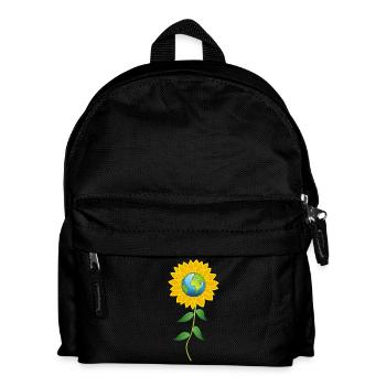 Planet Earth and sunflower - Kids' Backpack - black - Front