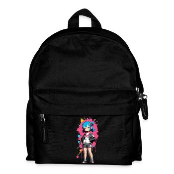 Streetart Mädchen 23239 - Kinder Rucksack - Schwarz - Vorne