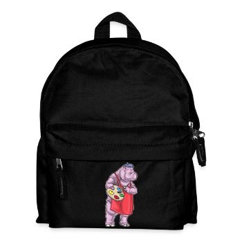 Hippopotamus Painter Brush Painting - Kids' Backpack - black - Front