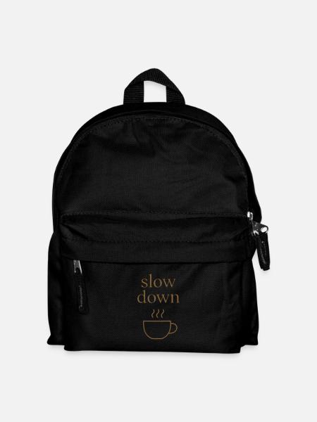 Slow Down | Minimalistischer Kaffee-Moment - Kinder Rucksack - Schwarz