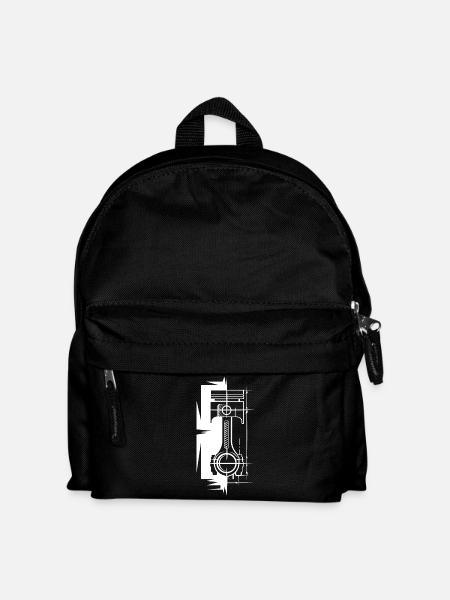 Kolben Skizze aus Block Motor Auto Symbol v8 Logo - Kinder Rucksack - Schwarz