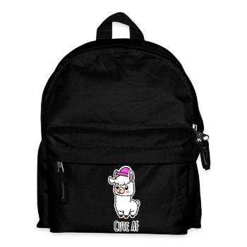 Cute AF Lama Baby oder Alpaka - Kinder Rucksack - Schwarz - Vorne