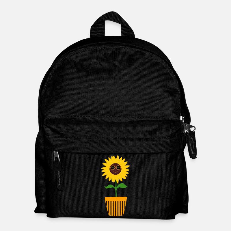 70er Jahre Blume Muster Sonnenblume - Kinder Rucksack - Schwarz