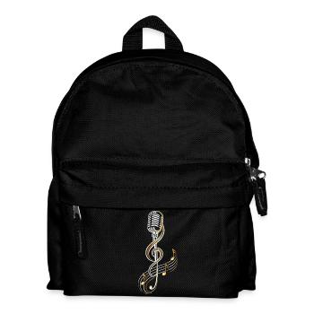 Vintage Microphone with Treble Clef – Music - Kids' Backpack - black - Front