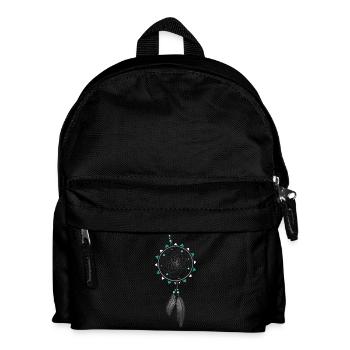 Traumfänger mit Federn und türkisfarbenen Perlen - Kinder Rucksack - Schwarz - Vorne