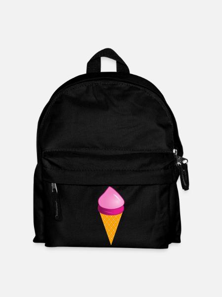 Eis Eiscreme Erdbeere Erdbeereis Sommer Festival - Kinder Rucksack - Schwarz