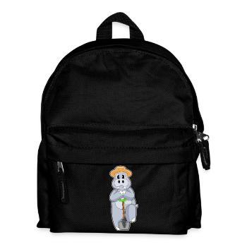 Nilpferd Landwirt Schaufel Bauernhof - Kinder Rucksack - Schwarz - Vorne