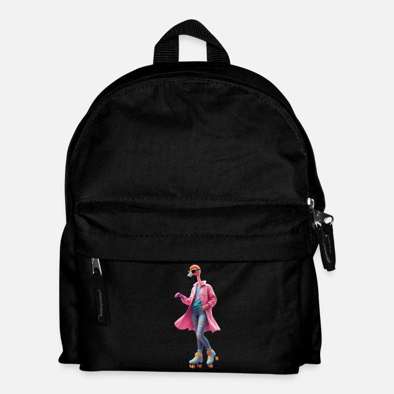 Rollerskating Flamingo - Kinder Rucksack - Schwarz