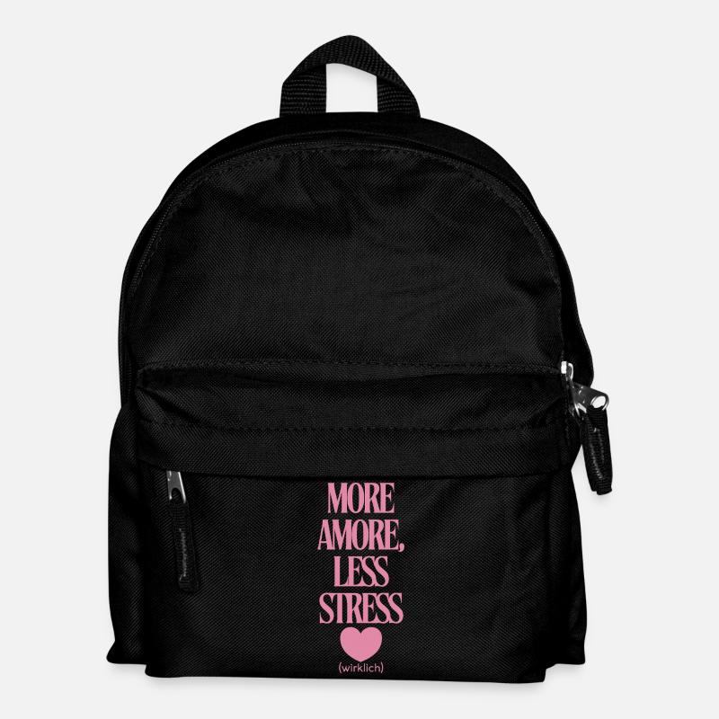 Mehr Liebe Weniger Stress  - Kinder Rucksack - Schwarz